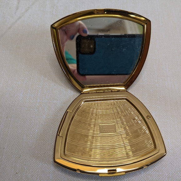 VINTAGE ELGIN AMERICAN GOLD TONE FACE POWDER COMPACT, CORNUCOPIA DESIGN Metal - Picture 2 of 6
